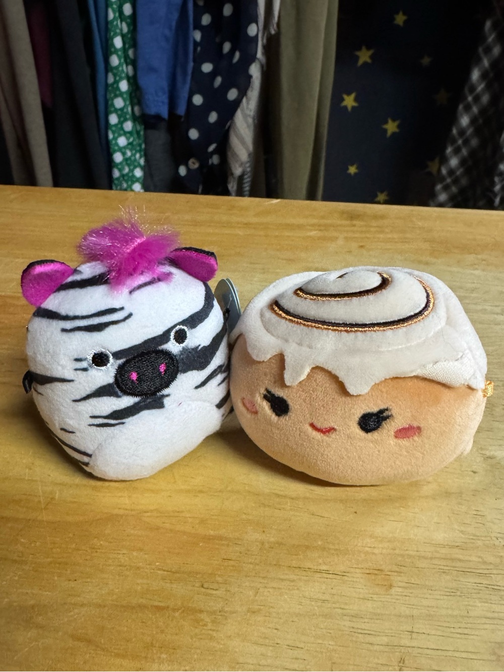 Cute Plush Zebra and Cinnamon Roll Squishmallow Minis